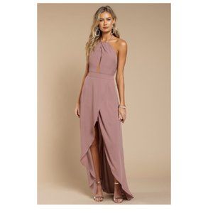 Mauve Maxi Halter Dress with Keyhole Front
